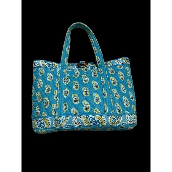 VERA‎ BRADLEY RARE Women's Bermuda Blue Medium Toggle Bag Tote (2005) - Picture 1 of 7